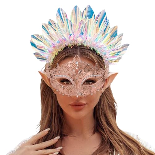 ADMAY Karnevalsmaske Maskenballmaske Weihnachts Cosplay Erwachsene Mode Metall High-End-Maskerade-Kunsttanz Kostüm Requisiten (Rose Gold-a, One Size) von ADMAY