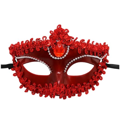 ADMAY Karnevalsmaske Maskenballmaske Weihnachts Cosplay Frauen Männer Maskerade Form Festivals Disco Party Form Büromaterial (Red-G, One Size) von ADMAY