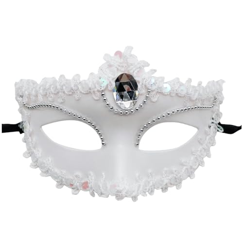 ADMAY Karnevalsmaske Maskenballmaske Weihnachts Cosplay Frauen Männer Maskerade Form Festivals Disco Party Form Büromaterial (White-G, One Size) von ADMAY