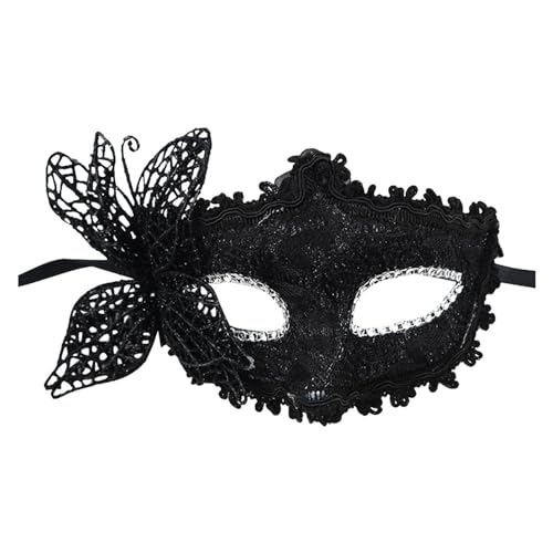 ADMAY Karnevalsmaske Maskenballmaske Weihnachts Cosplay Frauen Make-up Tanz Gesichtsschutz bemalt mit Goldpulver Cornered Half Face Karneval Party Gesichtsschutz Liebe Im 8 (Black #5, One Size) von ADMAY