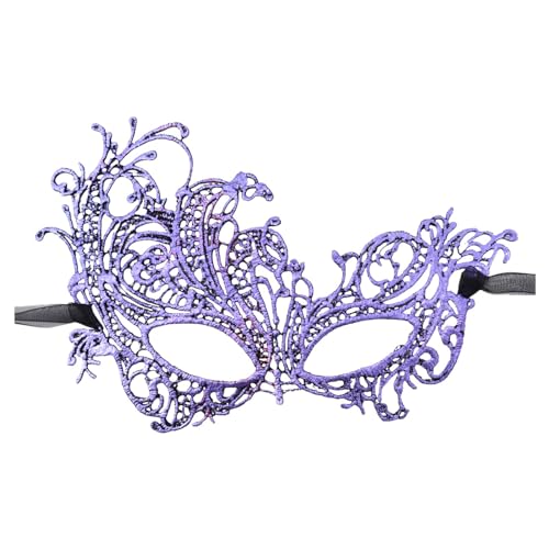 ADMAY Karnevalsmaske Maskenballmaske Weihnachts Cosplay Frauen Make-up Tanz Gesichtsschutz bemalt mit Goldpulver Cornered Half Face Karneval Party Gesichtsschutz Liebe Im 8 (Purple #1, One Size) von ADMAY