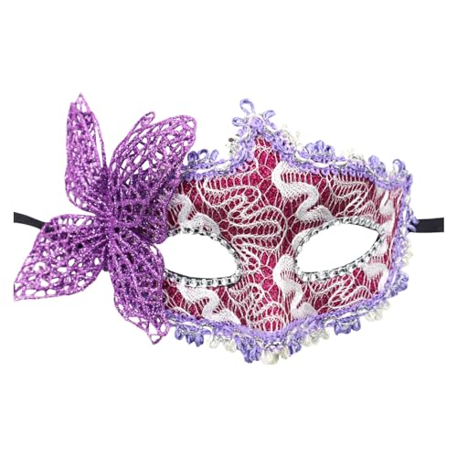 ADMAY Karnevalsmaske Maskenballmaske Weihnachts Cosplay Frauen Make-up Tanz Gesichtsschutz bemalt mit Goldpulver Cornered Half Face Karneval Party Gesichtsschutz Liebe Im 8 (Purple #5, One Size) von ADMAY