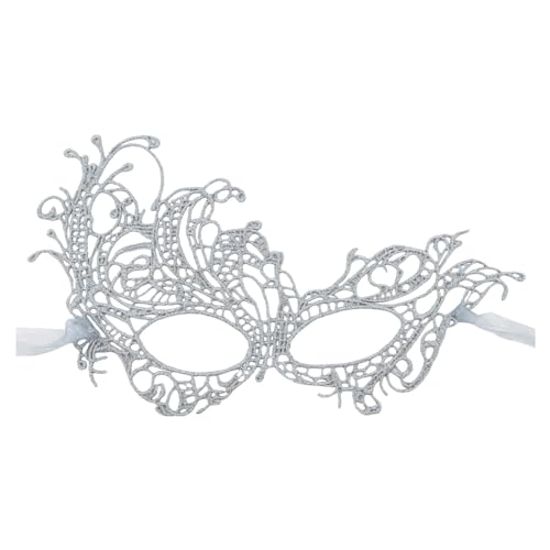 ADMAY Karnevalsmaske Maskenballmaske Weihnachts Cosplay Frauen Make-up Tanz Gesichtsschutz bemalt mit Goldpulver Cornered Half Face Karneval Party Gesichtsschutz Liebe Im 8 (Silver #1, One Size) von ADMAY