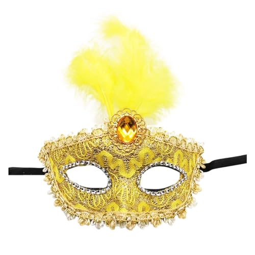 ADMAY Karnevalsmaske Maskenballmaske Weihnachts Cosplay Frauen Make-up Tanz Gesichtsschutz bemalt mit Goldpulver Cornered Half Face Karneval Party Gesichtsschutz Liebe Im 8 (Yellow #4, One Size) von ADMAY