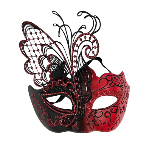 ADMAY Karnevalsmaske Maskenballmaske Weihnachts Cosplay Frauen glänzend vergoldet Party Hochzeit Requisiten Maskerade Mardi Kuschelkissen Mädchen (b-Red, One Size) von ADMAY