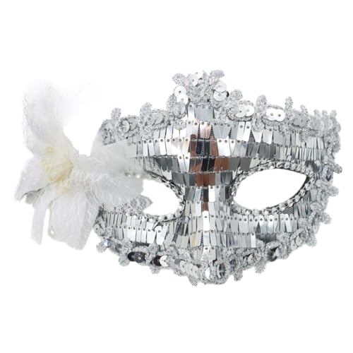 ADMAY Karnevalsmaske Maskenballmaske Weihnachts Cosplay Karneval, Karneval, Kunstfeder, Maskerade, Party, Neuheit, geeignet für Jungen- Mädchenkostüme, Partygeschenke Rostschreck (2-Silver, One Size) von ADMAY