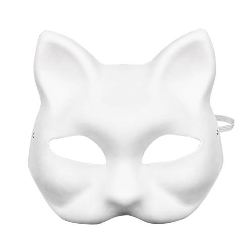 ADMAY Karnevalsmaske Maskenballmaske Weihnachts Cosplay Katze Halloween für Kinder Erwachsene weiße Katze Tier handbemaltes Gesicht Tier Party Cosplay Kostüm Endland (White-D, One Size) von ADMAY