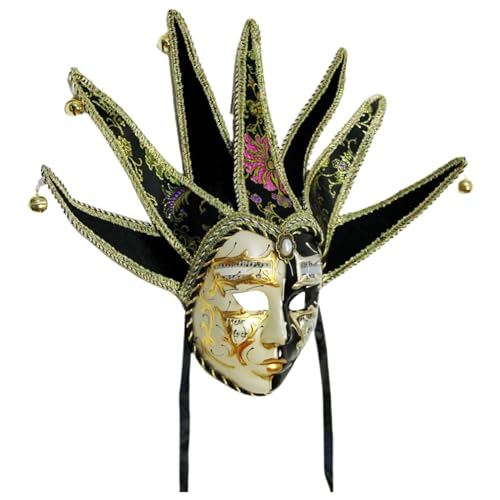 ADMAY Karnevalsmaske Maskenballmaske Weihnachts Cosplay Männer- Frauenkarneval-Vollgesicht mit 7 Punkten Yin-Gesicht auf europäischen amerikanischen Partys Schwab Rasendünger (Black-2, One Size) von ADMAY