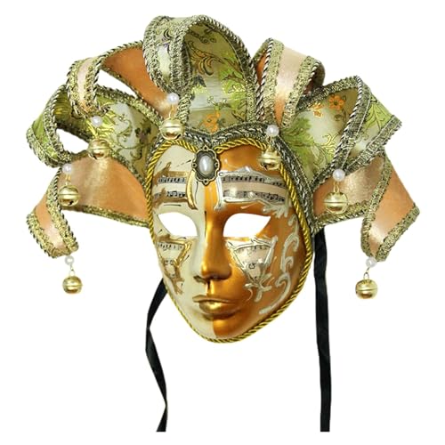 ADMAY Karnevalsmaske Maskenballmaske Weihnachts Cosplay Männer- Frauenkarneval-Vollgesicht mit 7 Punkten Yin-Gesicht auf europäischen amerikanischen Partys Schwab Rasendünger (Gold-2, One Size) von ADMAY