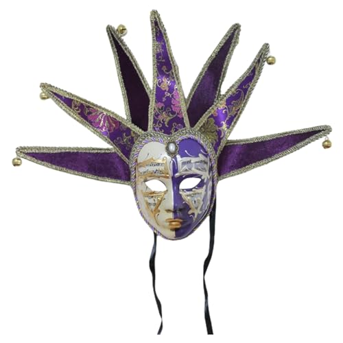 ADMAY Karnevalsmaske Maskenballmaske Weihnachts Cosplay Männer- Frauenkarneval-Vollgesicht mit 7 Punkten Yin-Gesicht auf europäischen amerikanischen Partys Schwab Rasendünger (Purple-2, One Size) von ADMAY