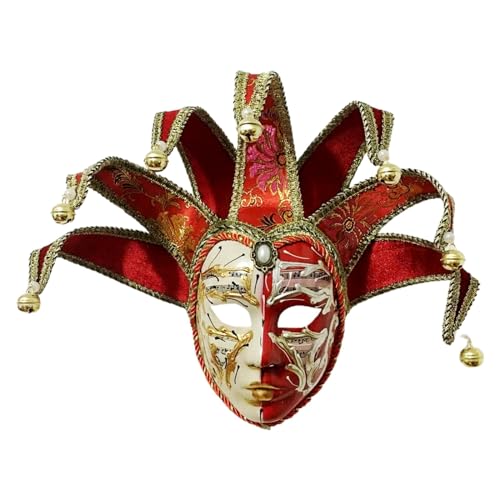 ADMAY Karnevalsmaske Maskenballmaske Weihnachts Cosplay Männer- Frauenkarneval-Vollgesicht mit 7 Punkten Yin-Gesicht auf europäischen amerikanischen Partys Schwab Rasendünger (Red-2, One Size) von ADMAY