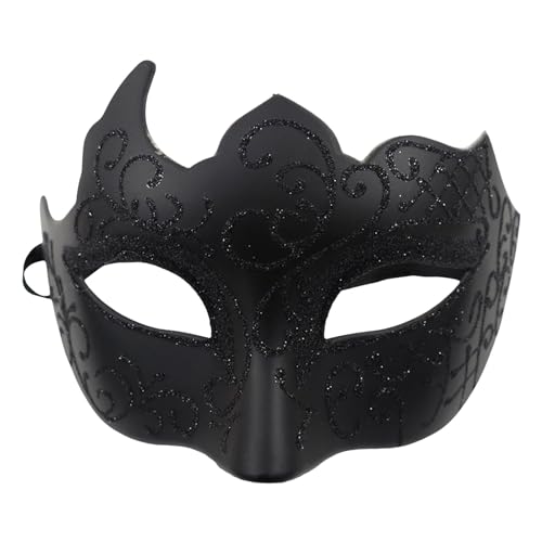 ADMAY Karnevalsmaske Maskenballmaske Weihnachts Cosplay Männlicher weiblicher Make-up-Tanz-Gesichtsschutz, bemalt mit Goldpulver, mehrfach eckiger halber Liebe Im 8 (Black #3, One Size) von ADMAY