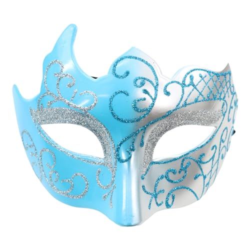 ADMAY Karnevalsmaske Maskenballmaske Weihnachts Cosplay Männlicher weiblicher Make-up-Tanz-Gesichtsschutz, bemalt mit Goldpulver, mehrfach eckiger halber Liebe Im 8 (Blue #3, One Size) von ADMAY