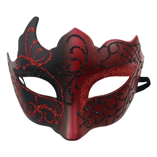 ADMAY Karnevalsmaske Maskenballmaske Weihnachts Cosplay Männlicher weiblicher Make-up-Tanz-Gesichtsschutz, bemalt mit Goldpulver, mehrfach eckiger halber Liebe Im 8 (One Size) von ADMAY