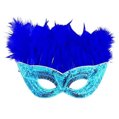 ADMAY Karnevalsmaske Maskenballmaske Weihnachts Cosplay Mardi Kostüm Brillengestell Dress Up mexikanische Mardi Brillen Dekoration Maskerade Dress Up Partyzubehör Bunte Federrahmen (5-Blue, One Size) von ADMAY