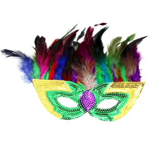 ADMAY Karnevalsmaske Maskenballmaske Weihnachts Cosplay Mardi Kostüm Brillengestell Dress Up mexikanische Mardi Brillen Dekoration Maskerade Dress Up Partyzubehör Bunte Federrahmen (5-E, One Size) von ADMAY