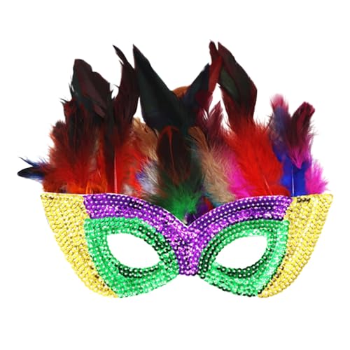 ADMAY Karnevalsmaske Maskenballmaske Weihnachts Cosplay Mardi Kostüm Brillengestell Dress Up mexikanische Mardi Brillen Dekoration Maskerade Dress Up Partyzubehör Bunte Federrahmen (5-I, One Size) von ADMAY