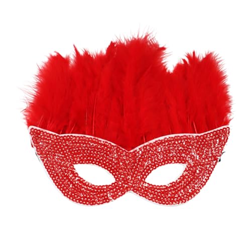 ADMAY Karnevalsmaske Maskenballmaske Weihnachts Cosplay Mardi Kostüm Brillengestell Dress Up mexikanische Mardi Brillen Dekoration Maskerade Dress Up Partyzubehör Bunte Federrahmen (5-RD2, One Size) von ADMAY