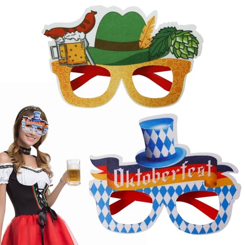 ADMAY Oktoberfest Partybrillen Set, 4 Stück Lustige Brillen aus Kunststoff für Oktoberfest Dekoration und Bayerische Feierlichkeiten (2) von ADMAY