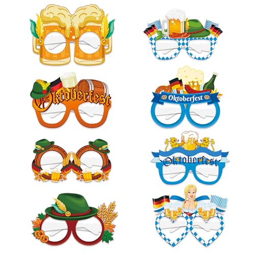 ADMAY Oktoberfest Partybrillen Set - Lustige Papierbrillen im 8er oder 12er Pack für Bayerische Feierlichkeiten und Fotokabinen (8) von ADMAY