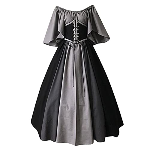 Damen Halloween Palast Kleid Renaissance Regency Cosplay Lange Flare Kleider Kostüme Vintage Mittelalter Swing Langarm Kleid Cocktail Party Prom Thema Gericht Kleid Rock Traditionelle Kleidung Dress von ADMAY