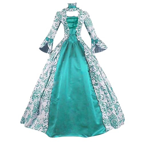 Damen Halloween Palast Kleid Renaissance Regency Cosplay Lange Flare Kleider Kostüme Vintage Mittelalter Swing Langarm Kleid Cocktail Party Prom Thema Gericht Kleid Rock Traditionelle Kleidung Dress von ADMAY