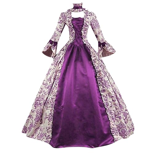 Damen Halloween Palast Kleid Renaissance Regency Cosplay Lange Flare Kleider Kostüme Vintage Mittelalter Swing Langarm Kleid Cocktail Party Prom Thema Gericht Kleid Rock Traditionelle Kleidung Dress von ADMAY