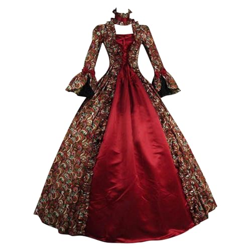 Damen Halloween Palastkleid Renaissance Regency Cosplay Lange Flare Kleider Kostüme Vintage Mittelalterliches Swing Kleid Oktoberfest Cocktail Party Prom Maskerade Hofkleid Rock Traditionelle Kleidung von ADMAY