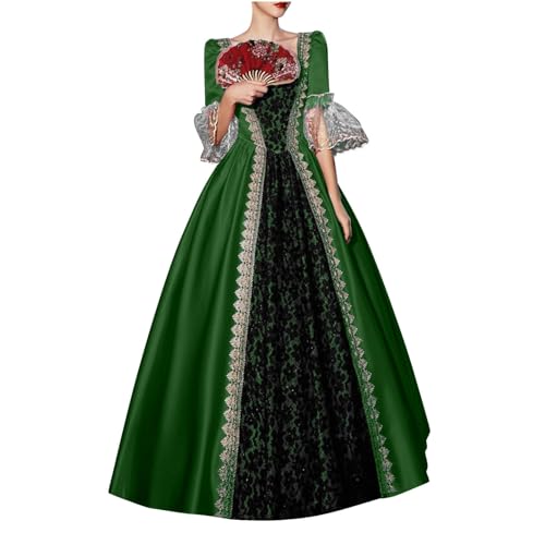 Damen Halloween Palastkleid Renaissance Regency Cosplay Lange Flare Kleider Kostüme Vintage Mittelalterliches Swing Kleid Oktoberfest Cocktail Party Prom Maskerade Hofkleid Rock Traditionelle Kleidung von ADMAY