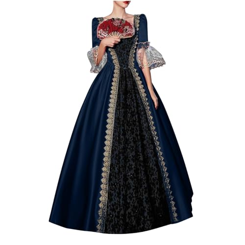 Damen Halloween Palastkleid Renaissance Regency Cosplay Lange Flare Kleider Kostüme Vintage Mittelalterliches Swing Kleid Oktoberfest Cocktail Party Prom Maskerade Hofkleid Rock Traditionelle Kleidung von ADMAY