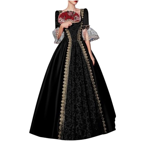 Damen Halloween Palastkleid Renaissance Regency Cosplay Lange Flare Kleider Kostüme Vintage Mittelalterliches Swing Kleid Oktoberfest Cocktail Party Prom Maskerade Hofkleid Rock Traditionelle Kleidung von ADMAY