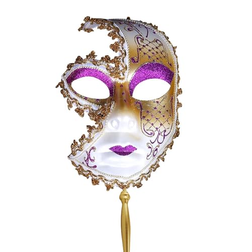 Karnevalsmaske Maskenballmaske Weihnachts Cosplay Halbes Gesicht für Weihnachten, Halloween und Karnevalspartys, elegant und praktisch für alle Gelegenheiten Adagio 60076 (5-Purple, One Size) von ADMAY