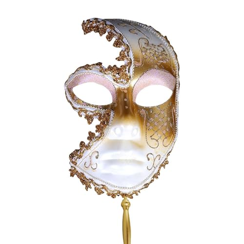 Karnevalsmaske Maskenballmaske Weihnachts Cosplay Halbes Gesicht für Weihnachten, Halloween und Karnevalspartys, elegant und praktisch für alle Gelegenheiten Adagio 60076 (5-White, One Size) von ADMAY