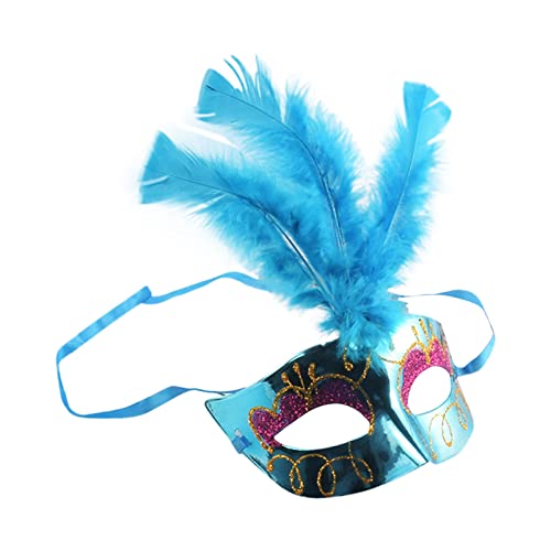 Karnevalsmaske Maskenballmaske Weihnachts Cosplay Kinder leuchtende Feder Maskenball weibliches halbes Gesicht Halloween Rave Party Kinderspielzeug Kopfbedeckung Verkäufer Suchen (e-Blue, One Size) von ADMAY