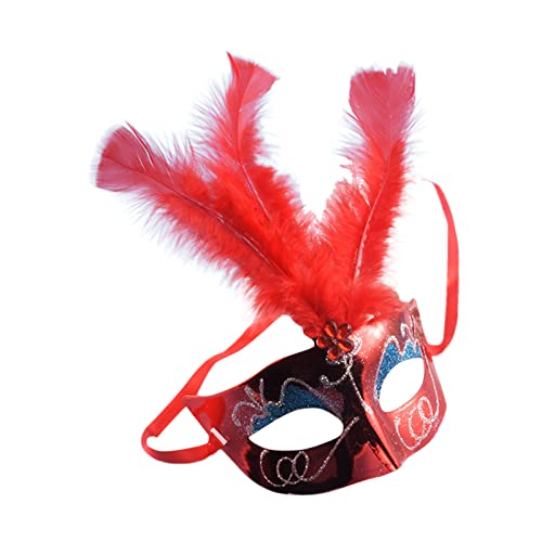 Karnevalsmaske Maskenballmaske Weihnachts Cosplay Kinder leuchtende Feder Maskenball weibliches halbes Gesicht Halloween Rave Party Kinderspielzeug Kopfbedeckung Verkäufer Suchen (e-Red, One Size) von ADMAY