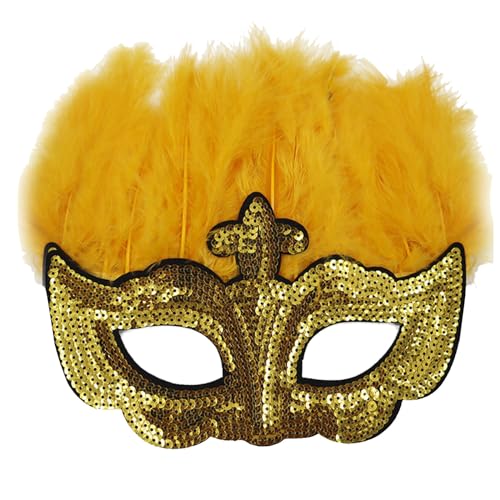 Karnevalsmaske Maskenballmaske Weihnachts Cosplay Mardi Kostüm Brillengestell Dress Up mexikanische Mardi Brillen Dekoration Maskerade Dress Up Partyzubehör Bunte Federrahmen (5-Yellow, One Size) von ADMAY