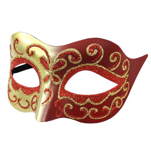 Karnevalsmaske Maskenballmaske Weihnachts Cosplay Mardi für Männer, golden grün, für Party, Frauen, Maskerade, Kostüm, Partyzubehör, kleine Schönheit, Augen bemalt, Goldstaub, halbes (B-b, One Size) von ADMAY