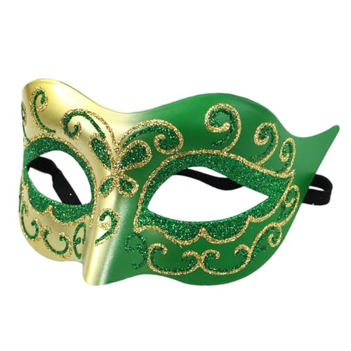 Karnevalsmaske Maskenballmaske Weihnachts Cosplay Mardi für Männer, golden grün, für Party, Frauen, Maskerade, Kostüm, Partyzubehör, kleine Schönheit, Augen bemalt, Goldstaub, halbes (F-b, One Size) von ADMAY