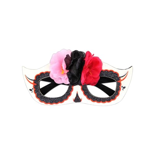 Karnevalsmaske Maskenballmaske Weihnachts Cosplay Mexikanischer Tag der Toten Motto-Party-Dekoration Brille Festival Karneval Dress Up Simulation Blume halbes Gesicht Lichter Für (A-2, 16.3x8cm) von ADMAY