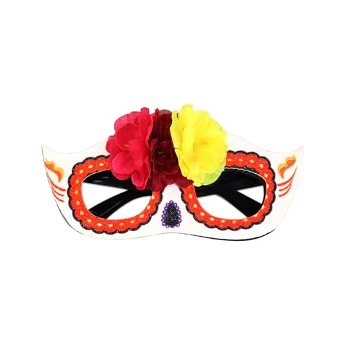 Karnevalsmaske Maskenballmaske Weihnachts Cosplay Mexikanischer Tag der Toten Motto-Party-Dekoration Brille Festival Karneval Dress Up Simulation Blume halbes Gesicht Lichter Für (D-2, 16.3x8cm) von ADMAY