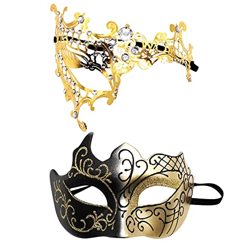 Karnevalsmaske Maskenballmaske Weihnachts Cosplay Paar Gesichtsschutz Metall Gesichtsschutz Halloween Kostüm Gesichtsschutz Karneval Gesichtsschutz Rollenspiel Party Lichter Für (GD1-3, One Size) von ADMAY