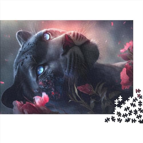 1000 Teile Puzzle Der rosafarbene Schwarze Panther Puzzles für Erwachsene Holzbrettpuzzles anspruchsvolles Spiel (75x50cm) von ADMITO