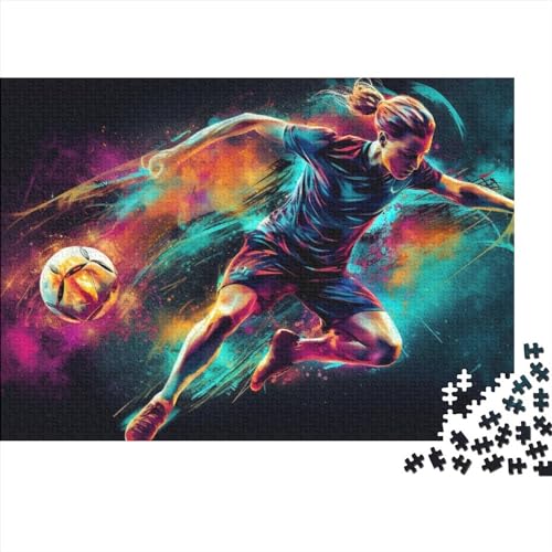 500-Teiliges Puzzle, Fußball Und Feuer, Rechteckige Puzzles, Holzbrettpuzzles, Schwierig Und Herausfordernd, 52X38CM von ADMITO