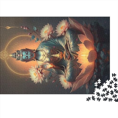 Buddha-Puzzle aus Holz, 1000 Teile, für Erwachsene, kreatives rechteckiges Puzzle, Gehirnübung, Herausforderungsspiel, Geschenk für Kinder (75x50cm) von ADMITO