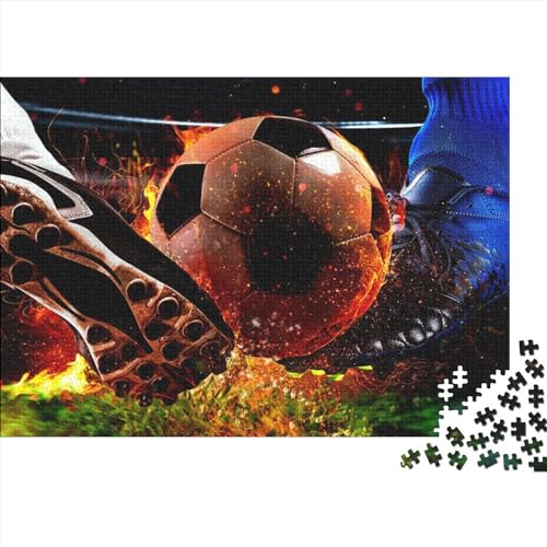 Für Erwachsene 1000-Teiliges Fußball- Und Feuer-Puzzle, Holzbrett-Puzzle, Puzzle Für Kinder, Geschenke, 75X50CM von ADMITO