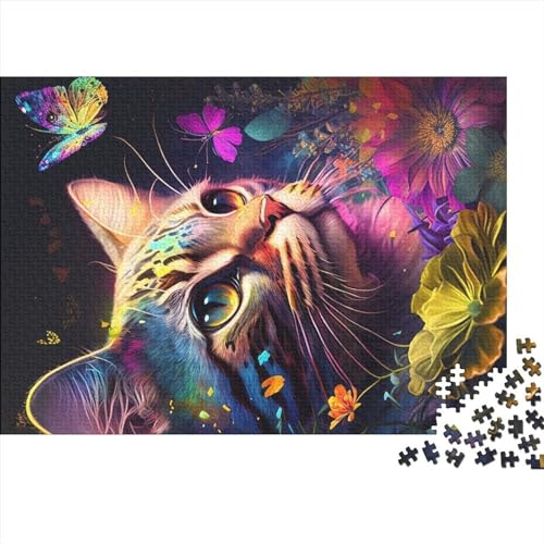 Puzzles 500 Teile für Erwachsene Katze und Blume Neonpuzzle 500 Teile für Erwachsene (52x38cm) von ADMITO