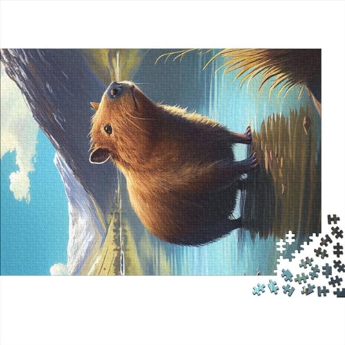 Puzzles für Erwachsene, Capybara-Tier, Holzpuzzle, 500 Teile, kreatives rechteckiges Puzzle, Denksportaufgaben (52x38cm) von ADMITO
