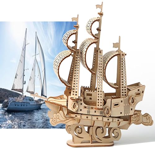 3D-Puzzle aus Holz, Modellbausätze für Jugendliche und Erwachsene, zu Weihnachten und Neujahr, wunderschöne Dekoration (Segelboote) von ADNOX