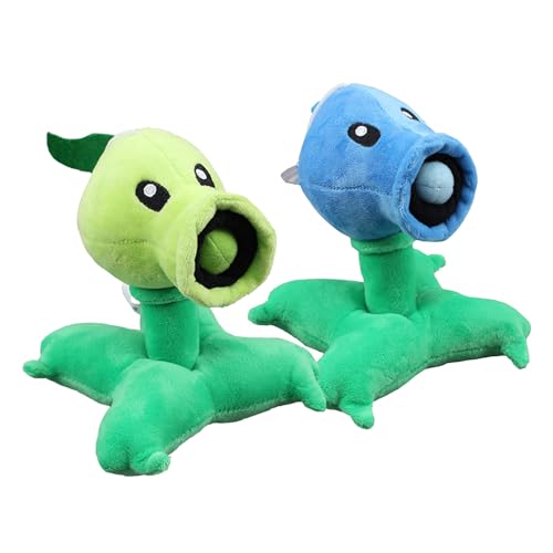 ADNOX 2 Stück Pflanzen gegen Zombies Plüsch Spielzeug PVZ Blau Grün Peashooter Puppe Kuscheltier Plüschtier von ADNOX