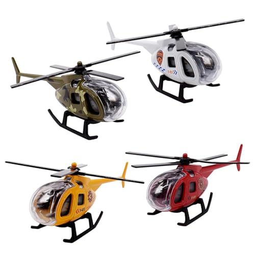 ADNOX 4 Stücke Spielzeug Hubschrauber, Mini Flugzeug Modell Ziehen, Mini Flugzeug Set Kinder, 3-12 Jahre Jungen Mädchen Kinder von ADNOX